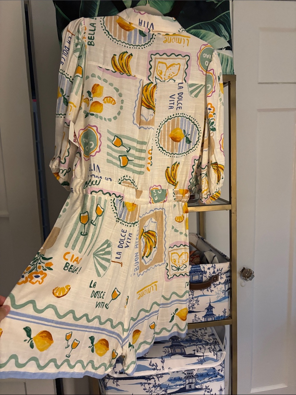 Whimsical Love and Lemons Dolce Vita Print Drawstring Romper